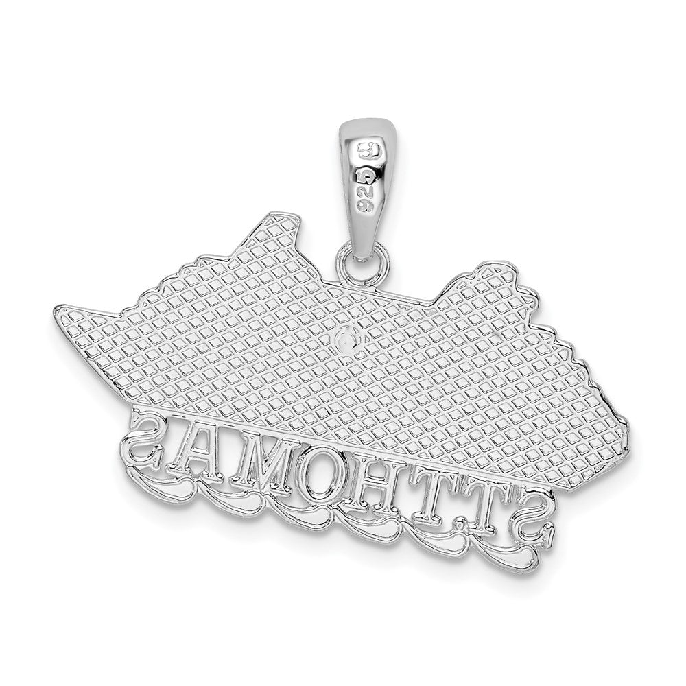 Sterling Silver Rhodium-plated Polished St. Thomas Cruise Ship Pendant