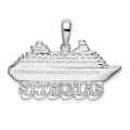Sterling Silver Rhodium-plated Polished St. Thomas Cruise Ship Pendant