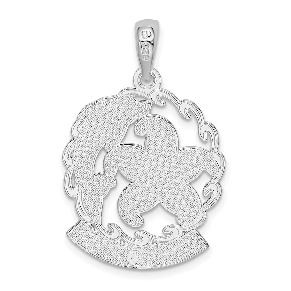 Sterling Silver Rhod-plated St. Thomas Starfish and Dolphin Pendant