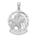 Sterling Silver Rhod-plated St. Thomas Starfish and Dolphin Pendant