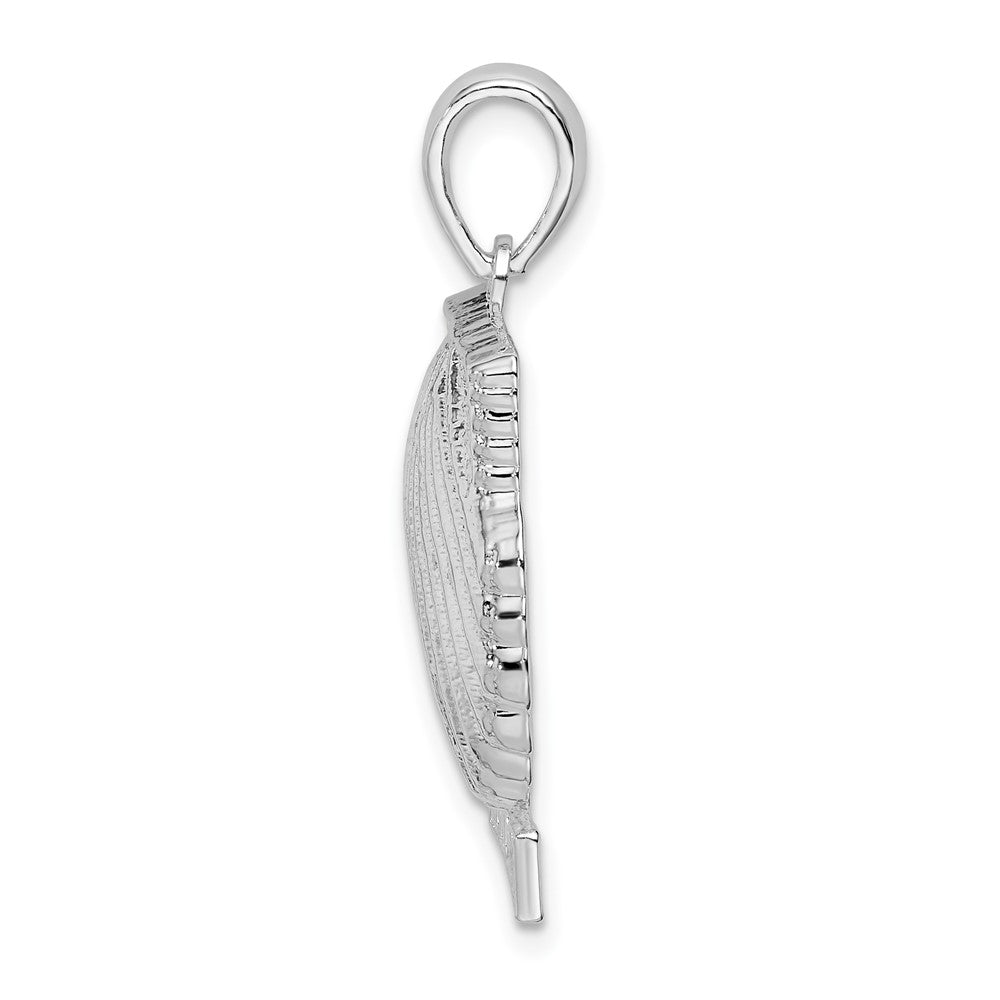 Sterling Silver Rhod-plated Polished St. Thomas Scallop Shell Pendant