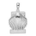 Sterling Silver Rhod-plated Polished St. Thomas Scallop Shell Pendant