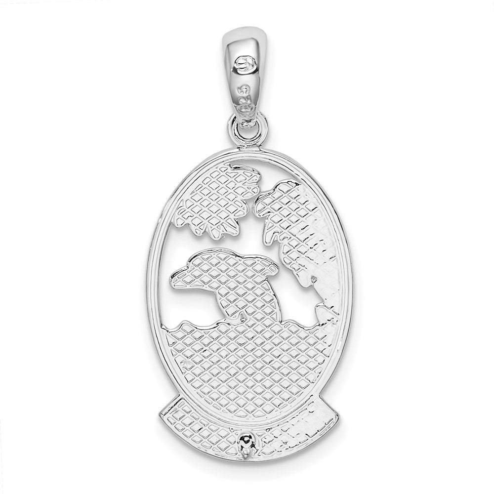 Sterling Silver Rhodium-plated St. Thomas Dolphin Sunset Pendant