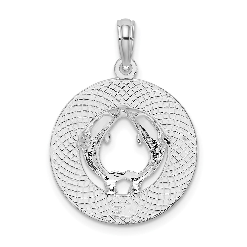 Sterling Silver Rhodium-plated St. Thomas Circle w/Dolphins Pendant