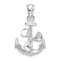 Sterling Silver Rhodium-plated Moveable 3D Anchor w/Propeller Pendant