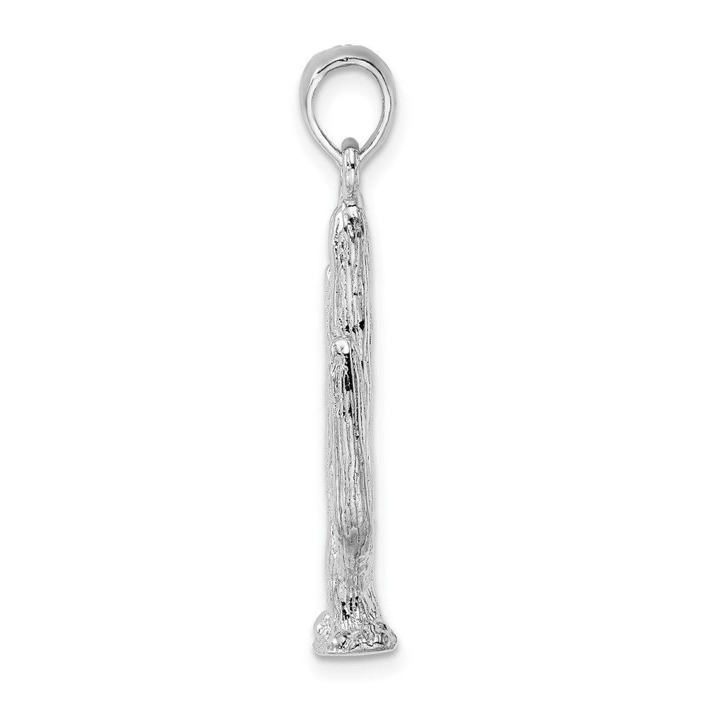 Sterling Silver Rhodium-plated Polished 3D Saguaro Cactus Pendant