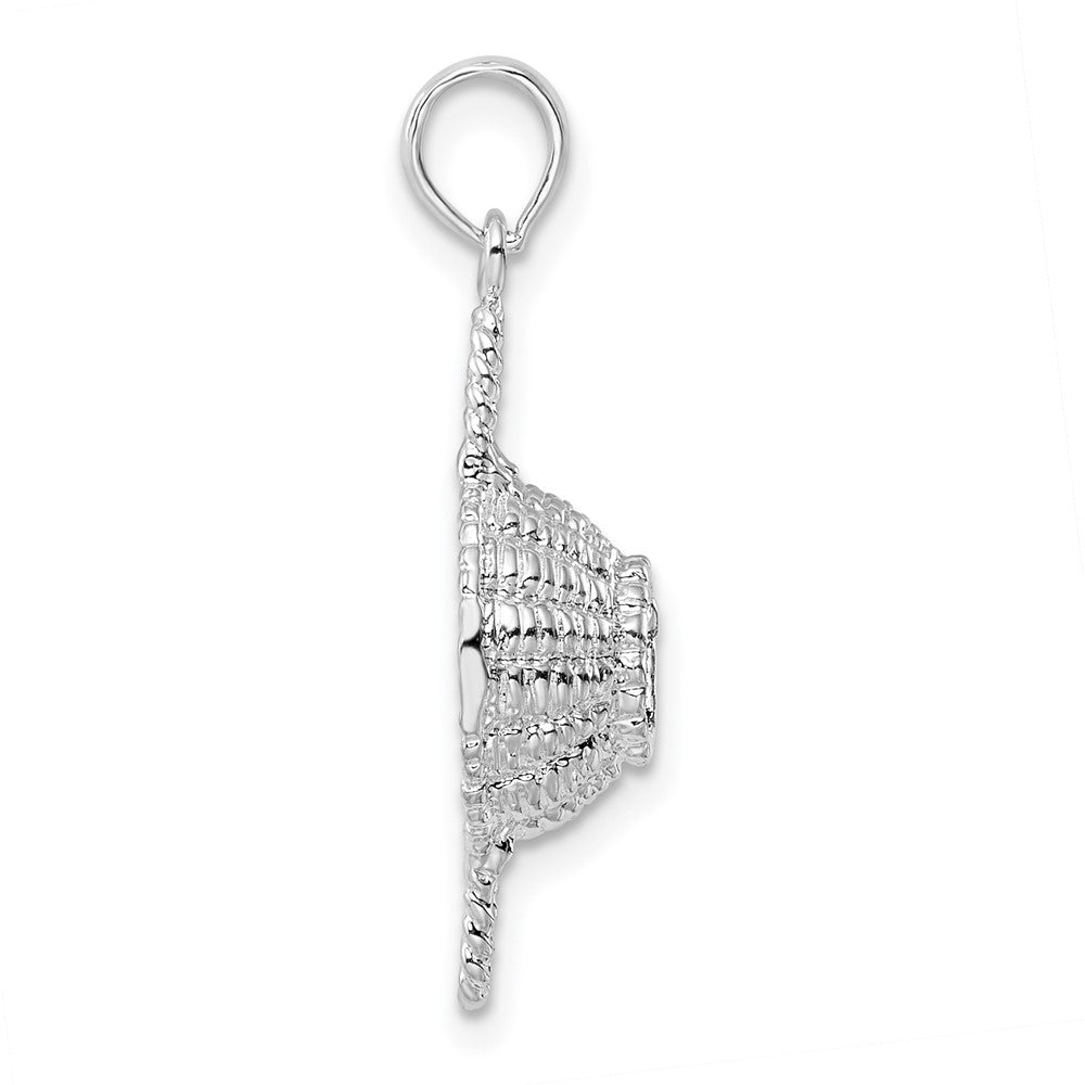 Sterling Silver Rhodium-plated Polished 3D Round Basket Pendant