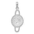 Sterling Silver Rhodium-plated Polished 3D Round Basket Pendant