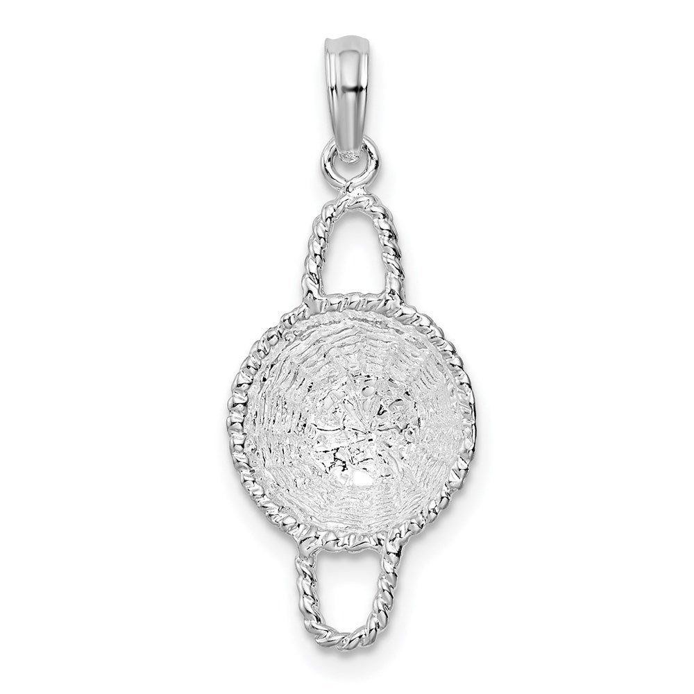 Sterling Silver Rhodium-plated Polished 3D Round Basket Pendant