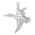 Sterling Silver Rhodium-plated Polished Flying Duck Pendant