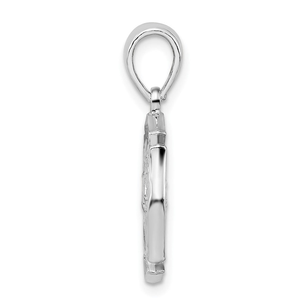 Sterling Silver Rhodium-plted Polished Reversible Fireman Medal Pendant