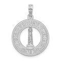 Sterling Silver Rhod-plated Kennebunkport Circle w/Lighthouse Pendant