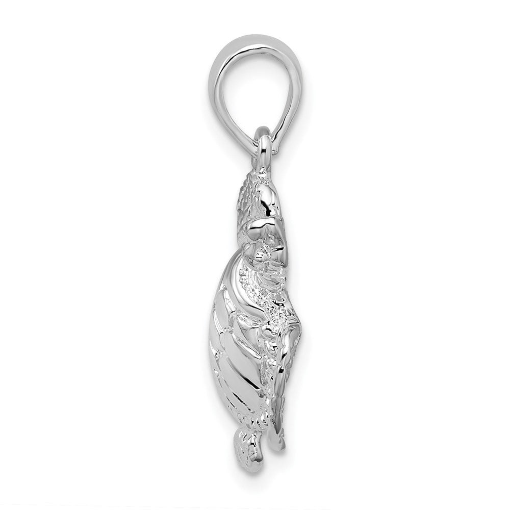 Sterling Silver Rhodium-plated Polished Sea Turtle Pendant