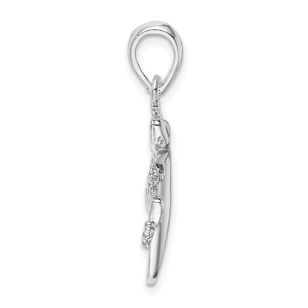 Sterling Silver Rhodium-plated Polished Gecko Pendant