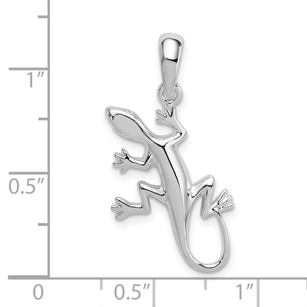 Sterling Silver Rhodium-plated Polished Gecko Pendant