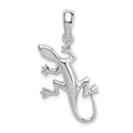 Sterling Silver Rhodium-plated Polished Gecko Pendant