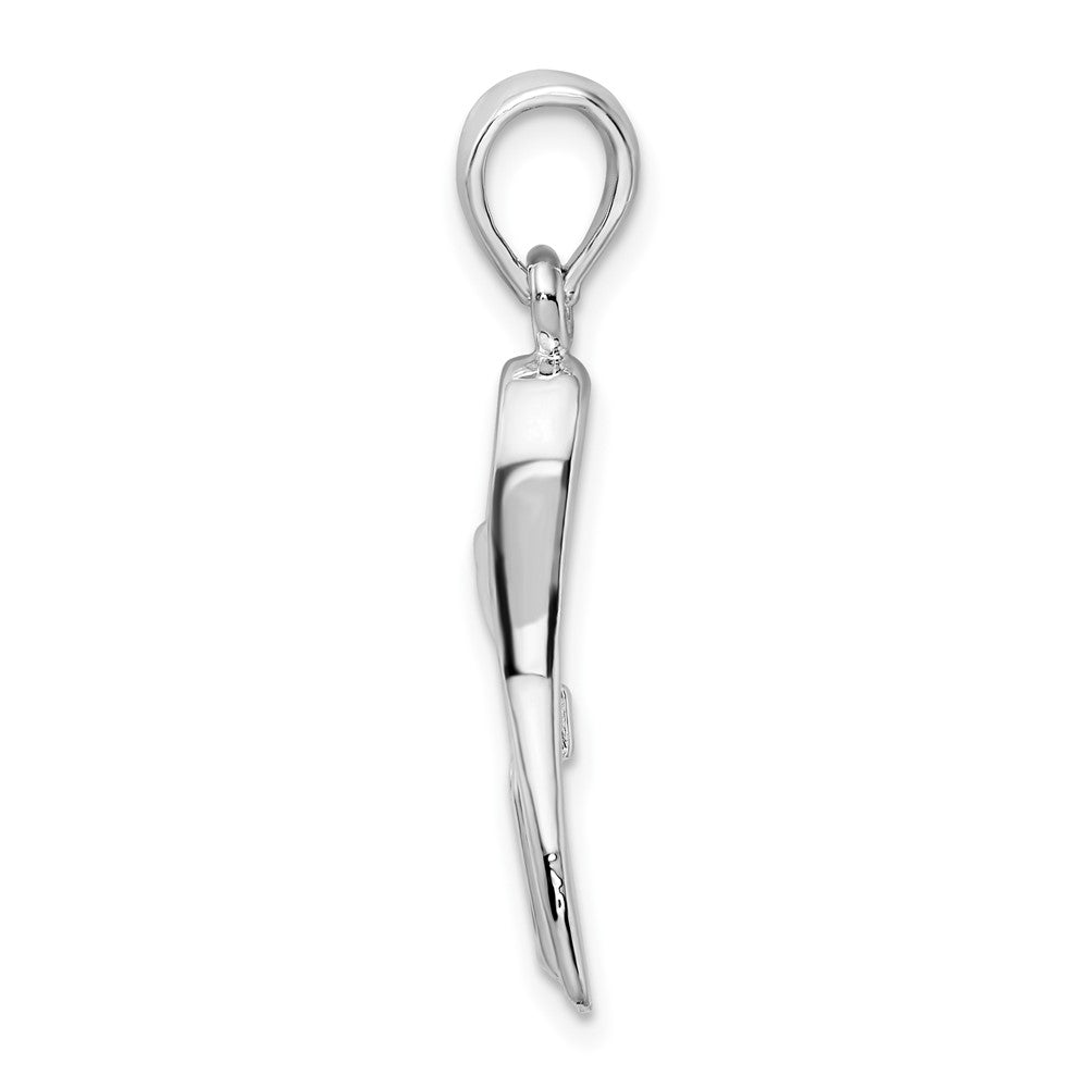 Sterling Silver Rhodium-plated Polished 3D Scuba Flipper Pendant