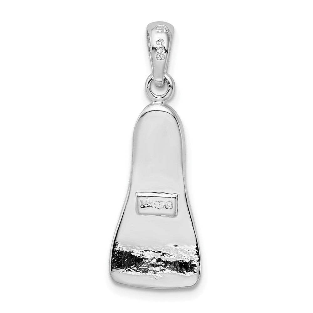 Sterling Silver Rhodium-plated Polished 3D Scuba Flipper Pendant