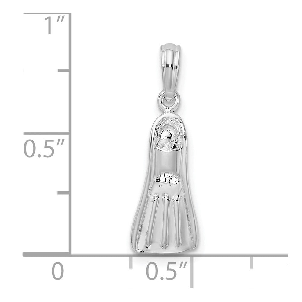 Sterling Silver Polished 3D Scuba Flipper Pendant