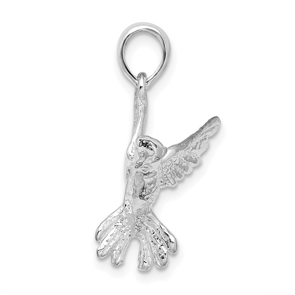 Sterling Silver Rhodium-plated Polished Hummingbird Pendant