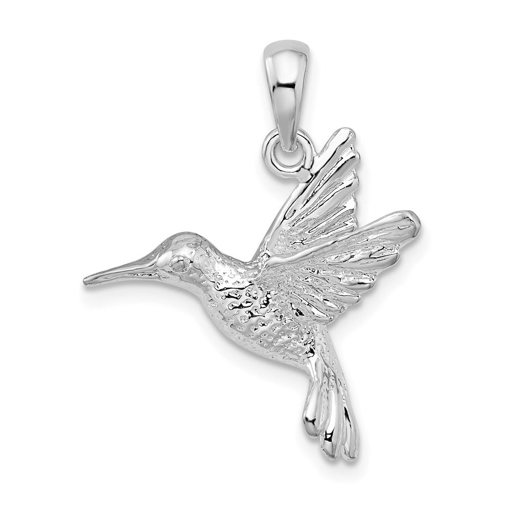 Sterling Silver Rhodium-plated Polished Hummingbird Pendant