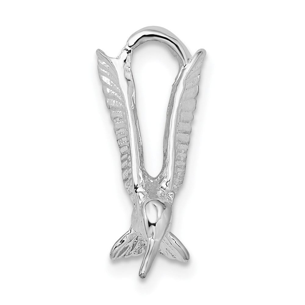 Sterling Silver Rhodium-plated Polished 3D Hummingbird Slide