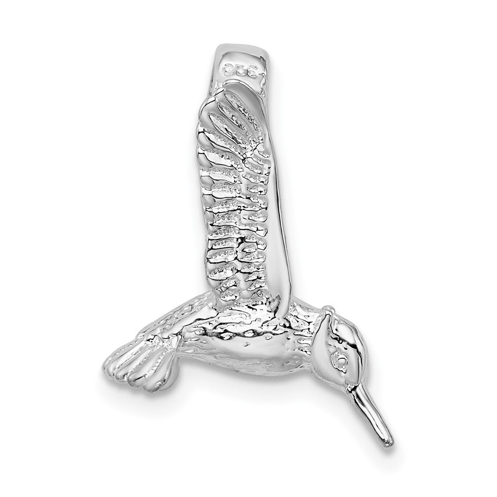 Sterling Silver Rhodium-plated Polished 3D Hummingbird Slide