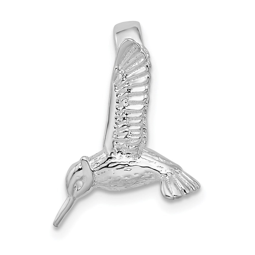 Sterling Silver Rhodium-plated Polished 3D Hummingbird Slide