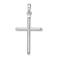 Sterling Silver Rhodium-plated 3D Cylinder w/Beveled Ends Cross Pendant