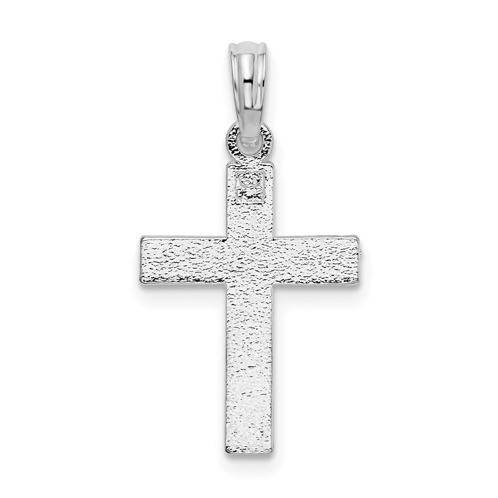 Sterling Silver Rhodium-plated All-over Diamond-cut Latin Cross Pendant