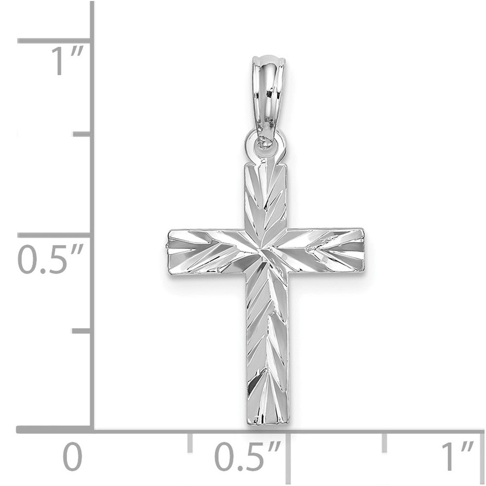 Sterling Silver Rhodium-plated All-over Diamond-cut Latin Cross Pendant