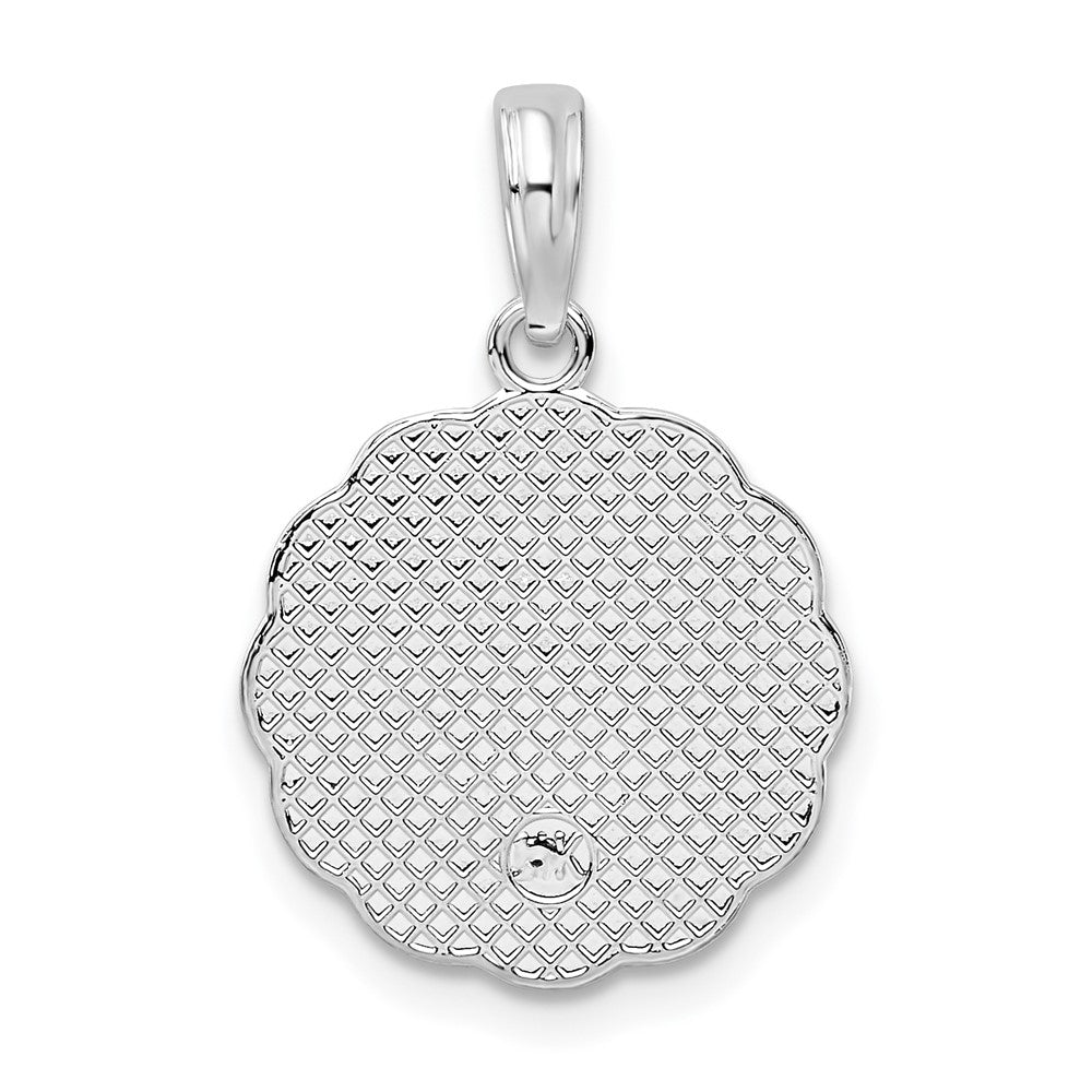 Sterling Silver Rhodium-plated Scalloped Holy Communion Pendant