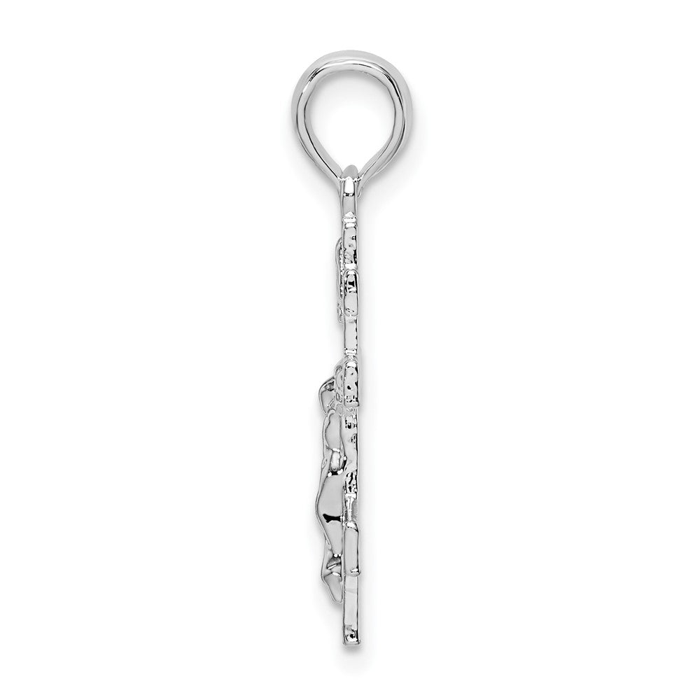Sterling Silver Rhodium-plated Polished Byzantine Crucifix Pendant