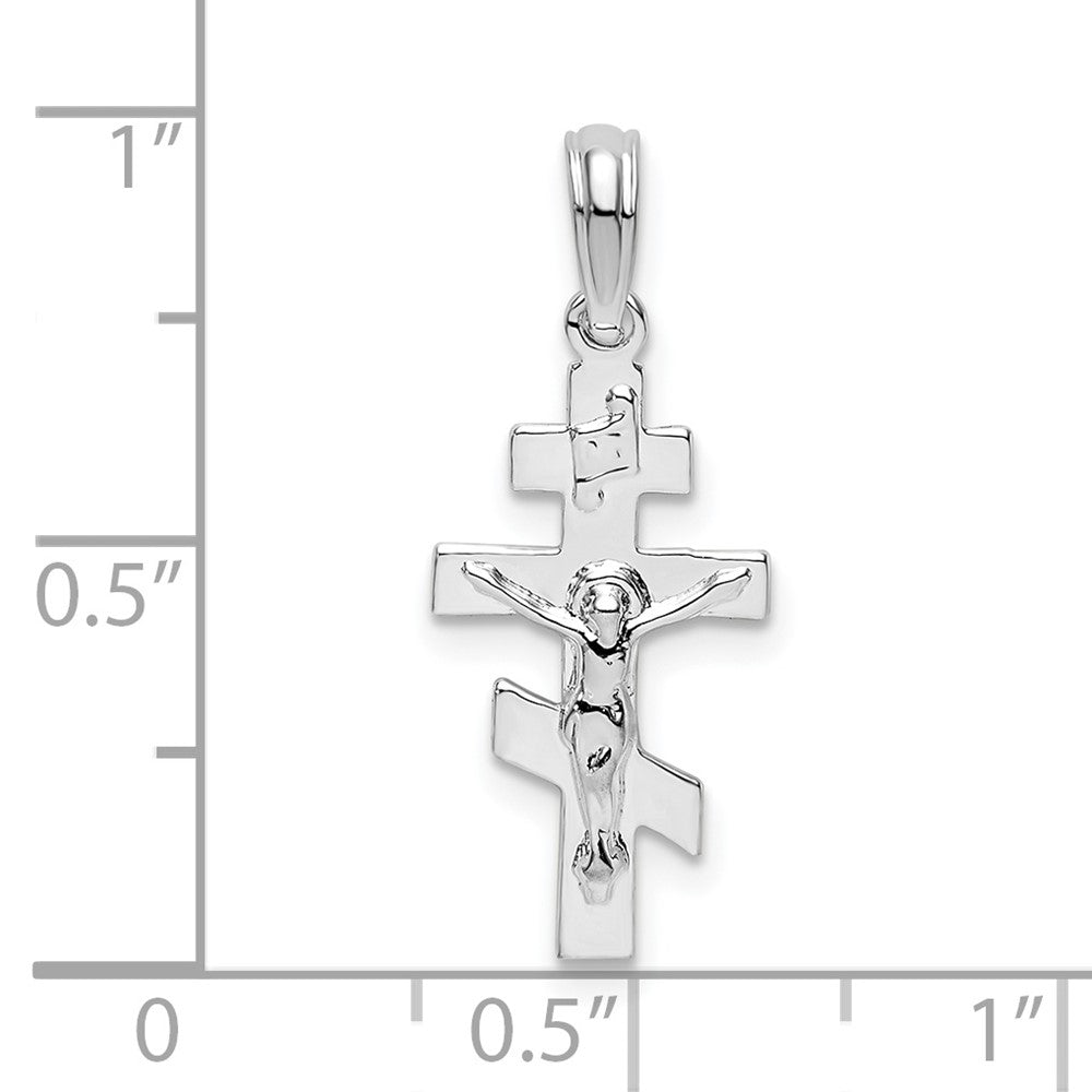 Sterling Silver Rhodium-plated Polished Byzantine Crucifix Pendant