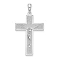 Sterling Silver Rhodium-plated Textured Latin Crucifix Pendant