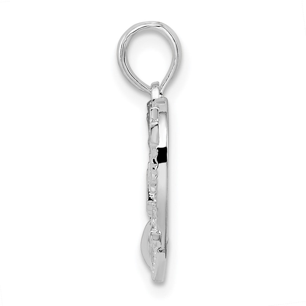 Sterling Silver Rhodium-plated #1 Grandma in Heart Pendant