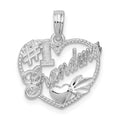 Sterling Silver Rhodium-plated #1 Grandma in Heart Pendant