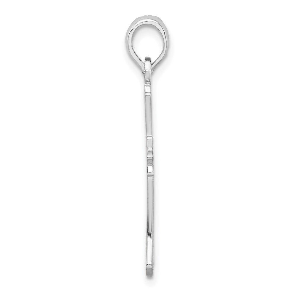 Sterling Silver Rhodium-plated Pointed Ends Cut-out Cross Pendant