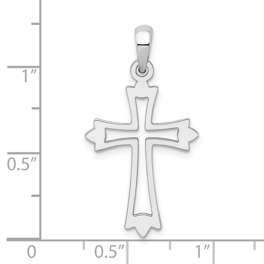 Sterling Silver Rhodium-plated Pointed Ends Cut-out Cross Pendant