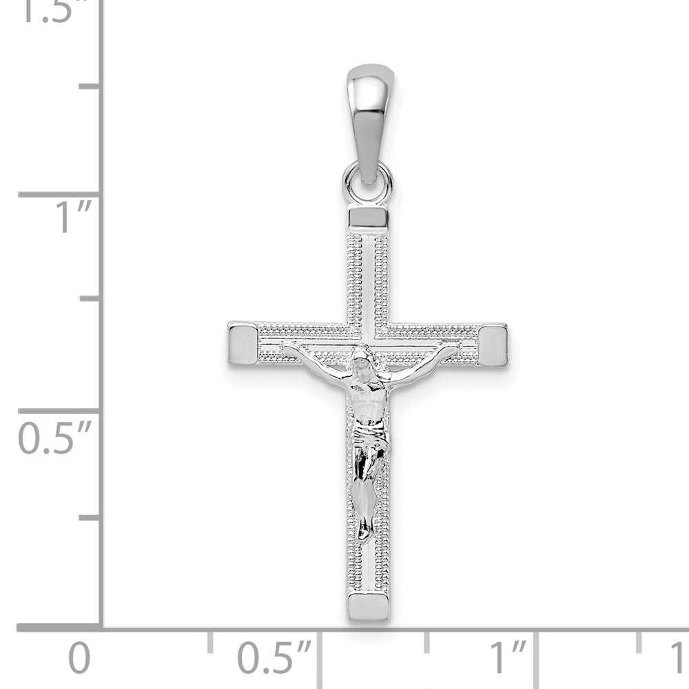 Sterling Silver Rhodium-plated Polished Latin Crucifix Pendant
