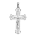 Sterling Silver Rhodium-plated Polished Budded Crucifix Pendant