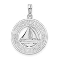 Sterling Silver Rhodium-plated Pentwater, MI Circle w/Sailboat Pendant