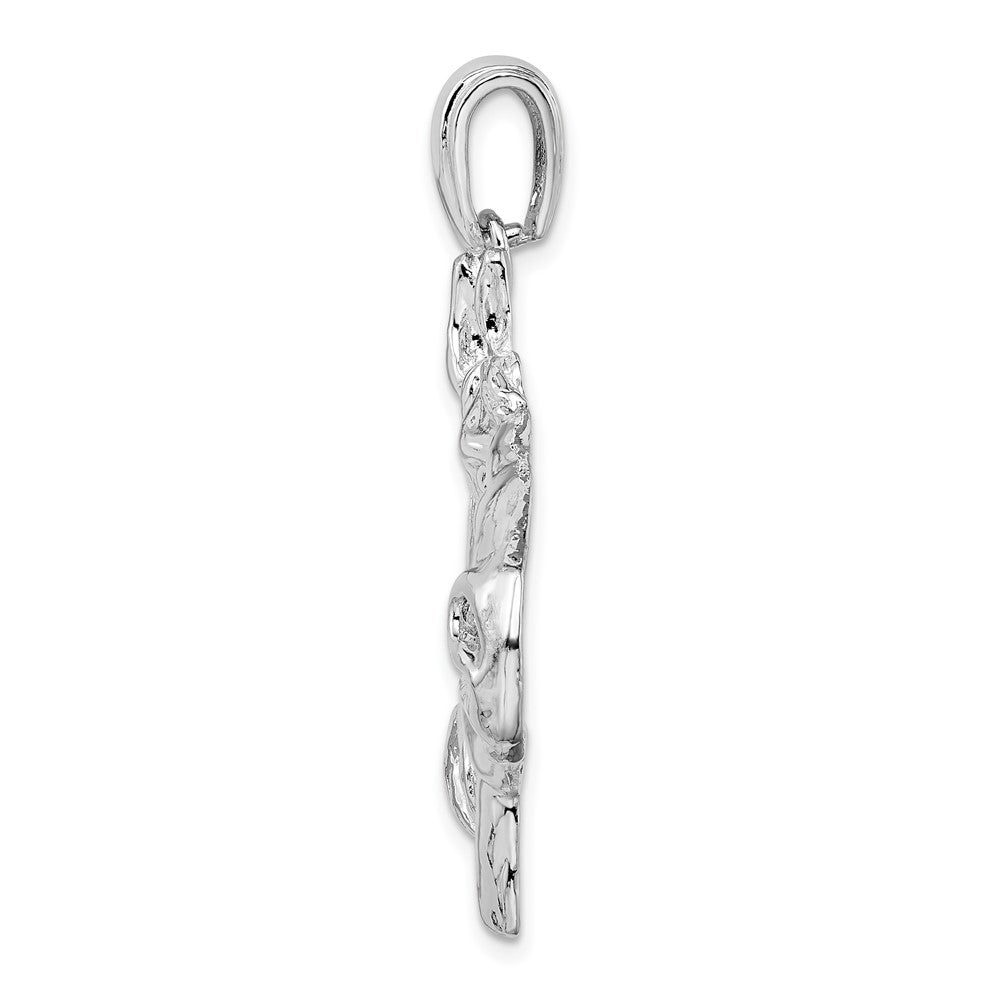 Sterling Silver Rhodium-plated Polished Large Horse Head Pendant