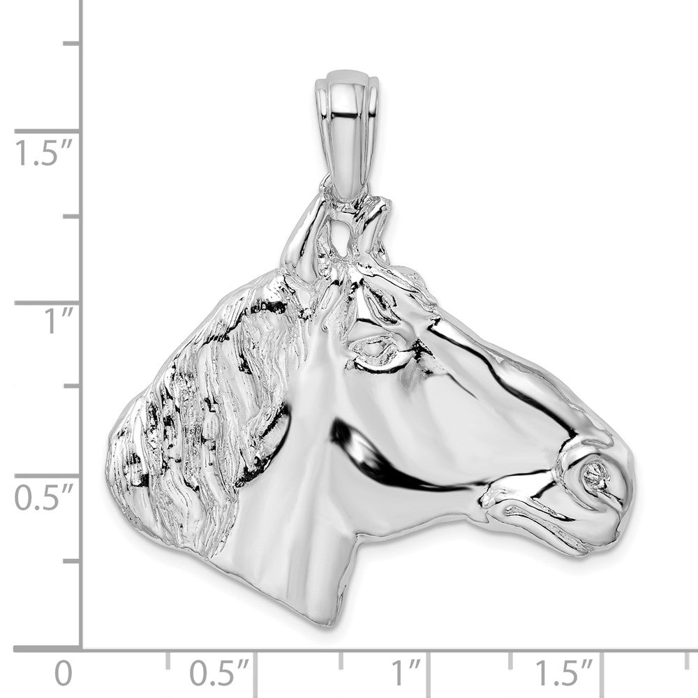 Sterling Silver Rhodium-plated Polished Large Horse Head Pendant