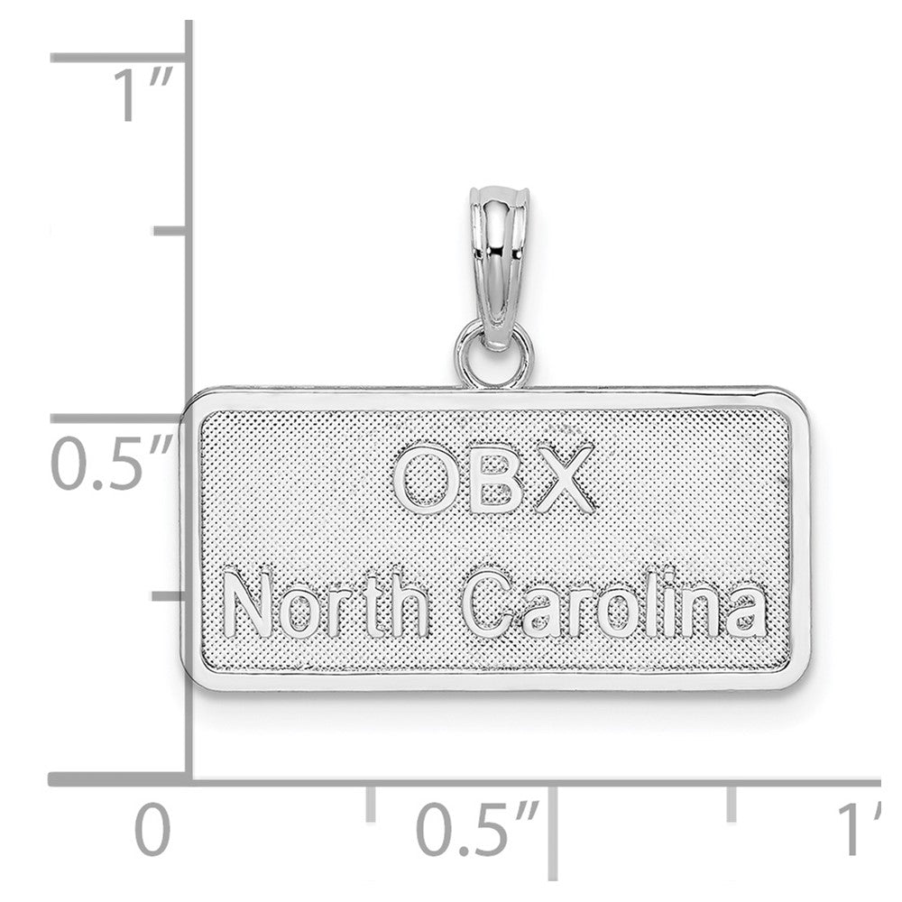 Sterling Silver Rhodium-plated OBX, North Carolina License Plate Pendant