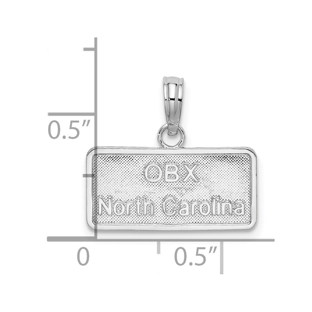 Sterling Silver Rhodium-plated OBX, North Carolina License Plate Pendant