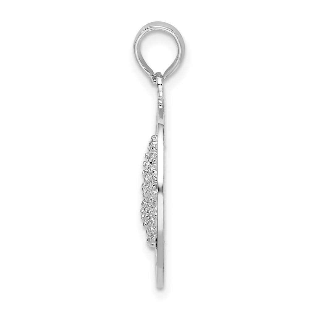 Sterling Silver Rhodium-plated Port Aransas Circle w/Starfish Pendant