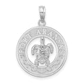 Sterling Silver Rhodium-plated Port Aransas Circle w/Turtle Pendant