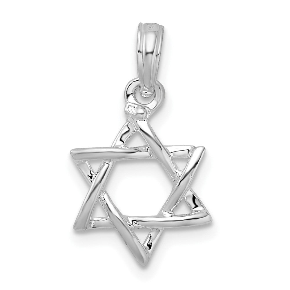 Sterling Silver Polished 3D Cut-out Star of David Pendant