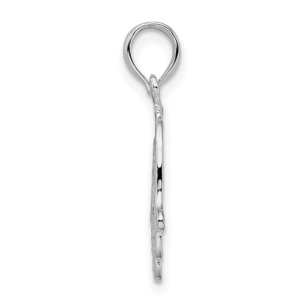 Sterling Silver Rhodium-plated Polished Cut-out Hamsa Pendant